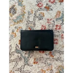 Buxton Black Leather Organizer Clutch Wallet with Mirror and‎ Gold Hardware